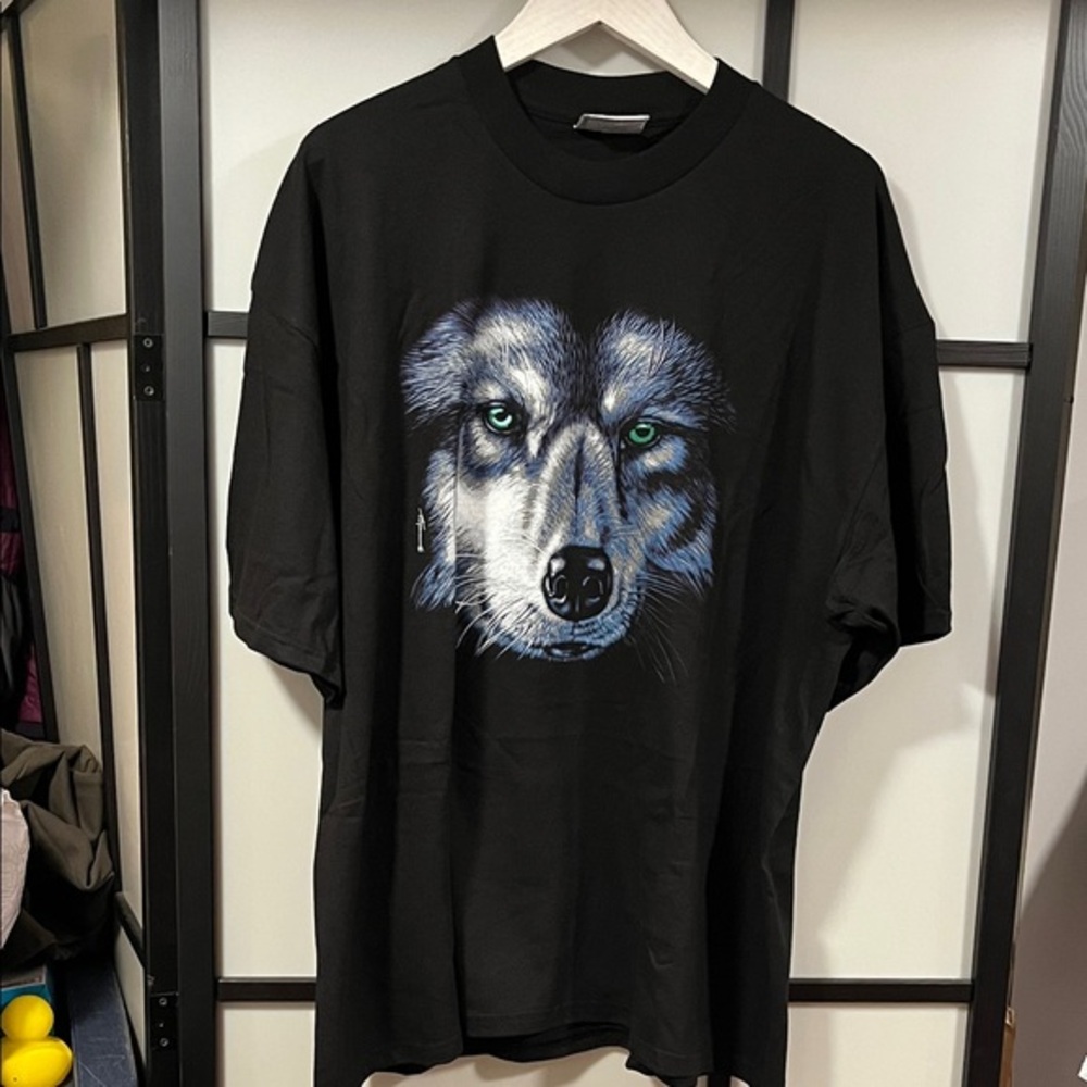 Wolf Head T Shirt Black 90s Lee Brand Men's Size 2XL - great condition